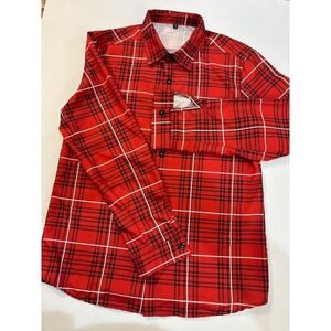 Red & Black Plaid Button-Down Long-Sleeve Shirt M